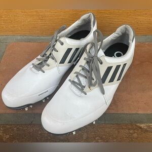 adidas Men’s White Athletic Golf Shoes with Black Stripes